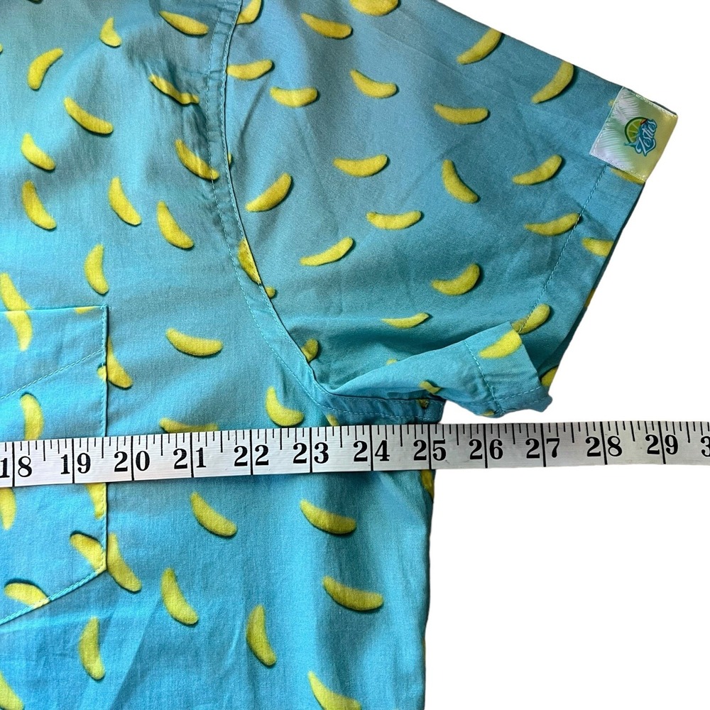 Zesties Retro 80s Style Lime Wedge Beach Shirt Button Short Sleeve Blue Size XL - Picture 8 of 9